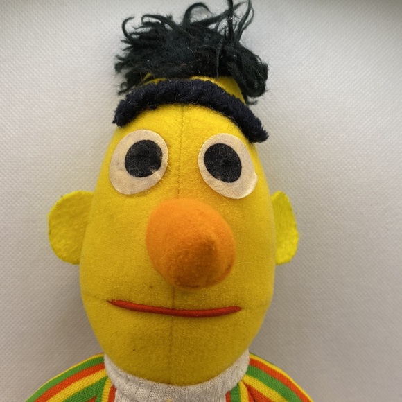Vintage Sesame Street Bert Plush Stuffed Toy 12” Hasbro Softies Preschool Doll - Picture 2 of 9